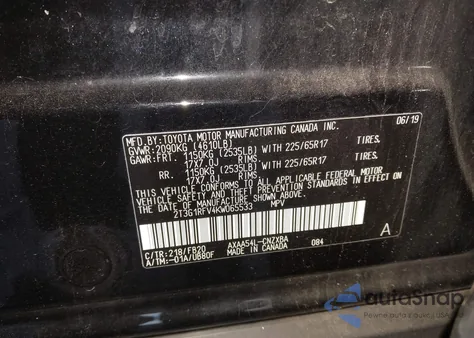 2019 Toyota Rav4 Le from USA, damaged, VIN 2T3G1RFV4KW065533